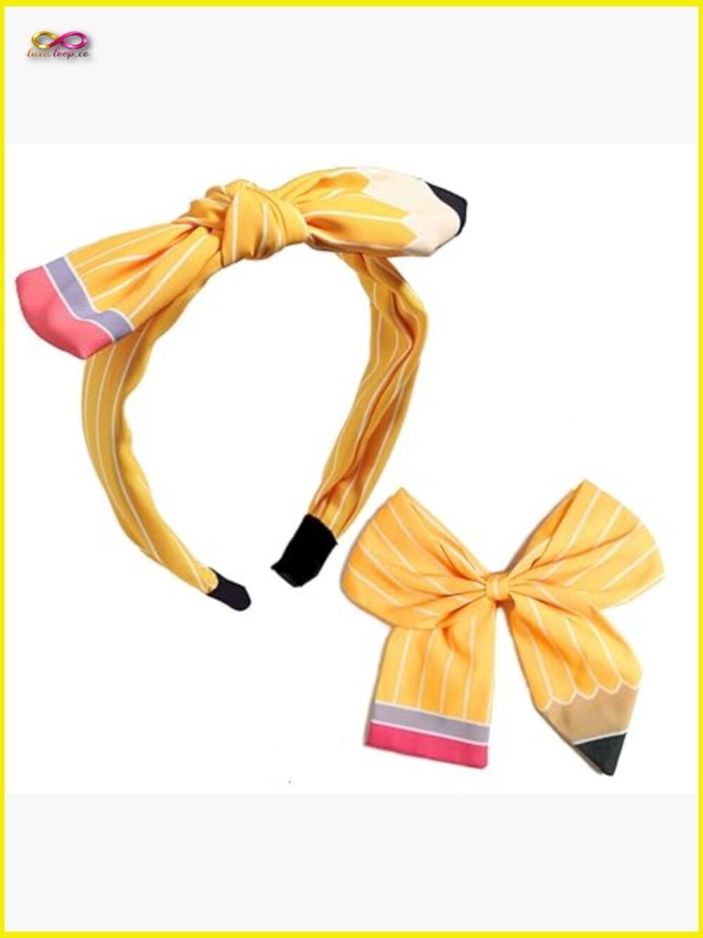 Pencil Hair Clips and Headband Set - Back to School Hair Accessories for Girls